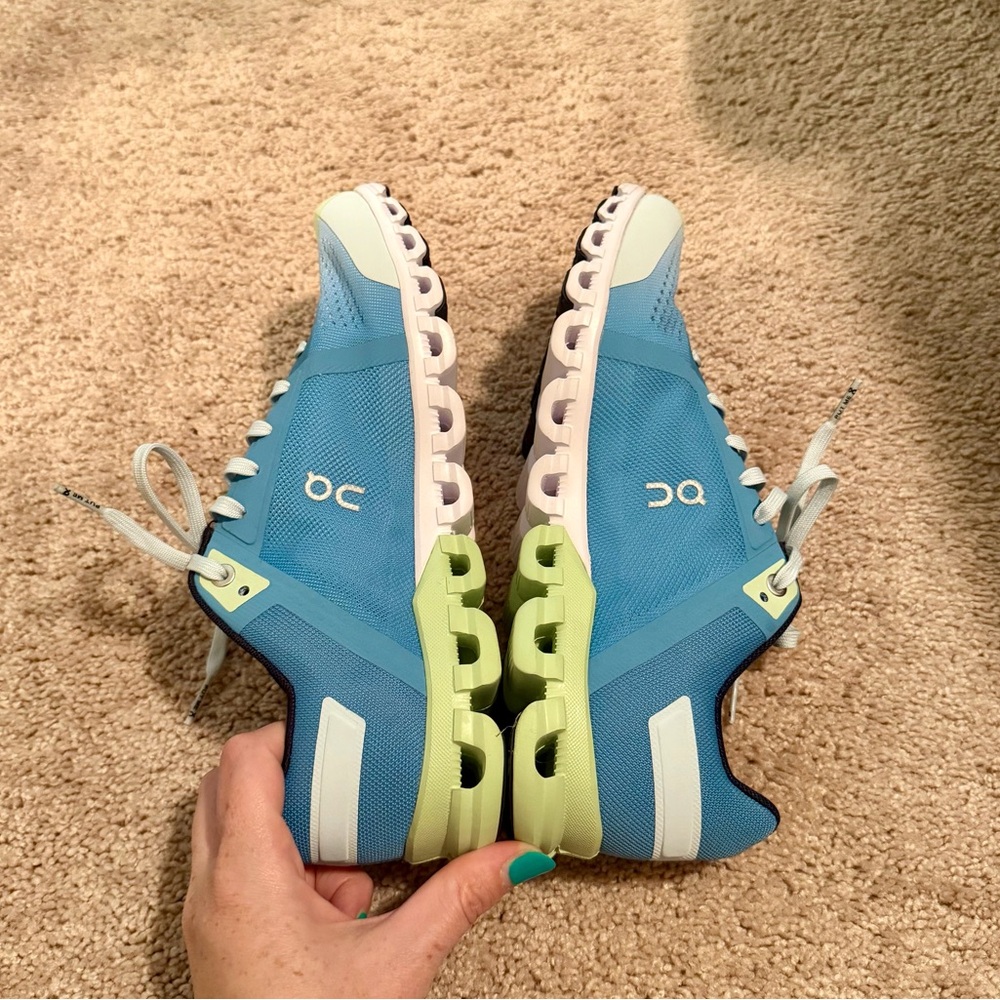 On Running Cloudflow Womens Low Top Sneakers in Niagara/Meadow 9 - Picture 5 of 9